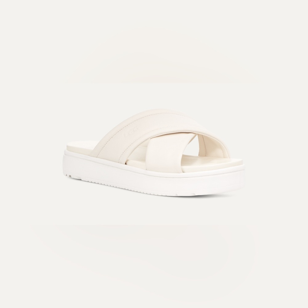 Ugg Zayne Crossband in White Leather Platform Sandal - Picture 5 of 10